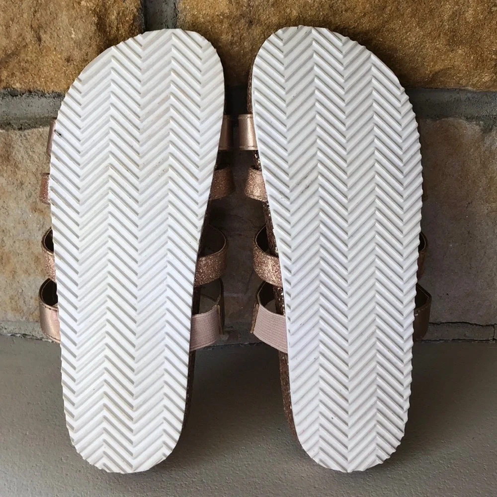 NEW Kenneth Cole Reaction Sandals Janet K - Rose Gold - Glitter GIRLS Sz 3 - Picture 2 of 8